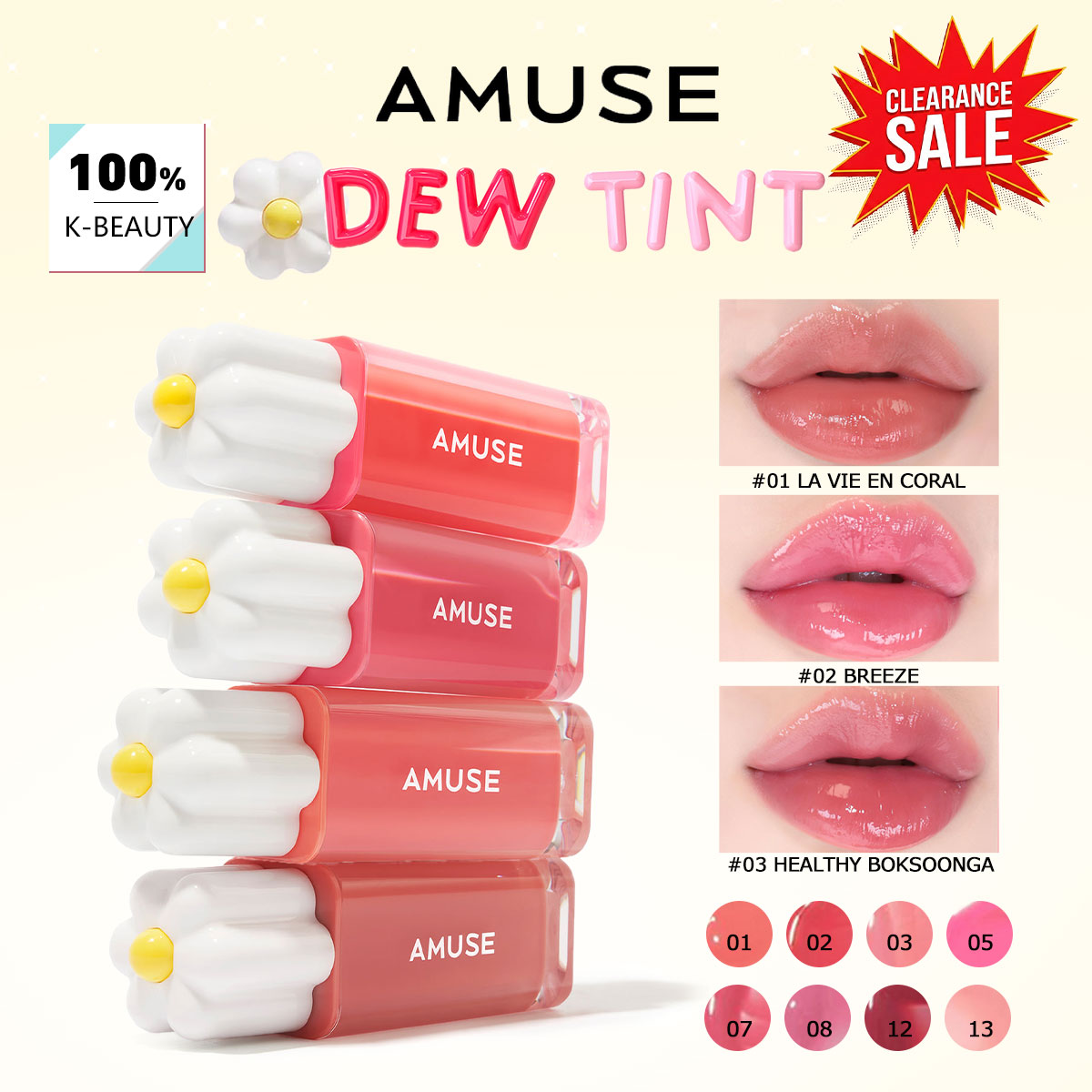 [ClearanceSale] AMUSE DEW TINT - Lip Tint Korean 评论和价格